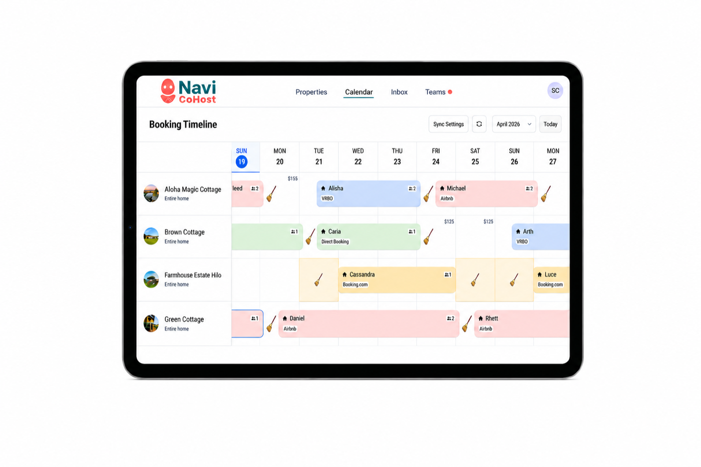 Navi CoHost unified calendar